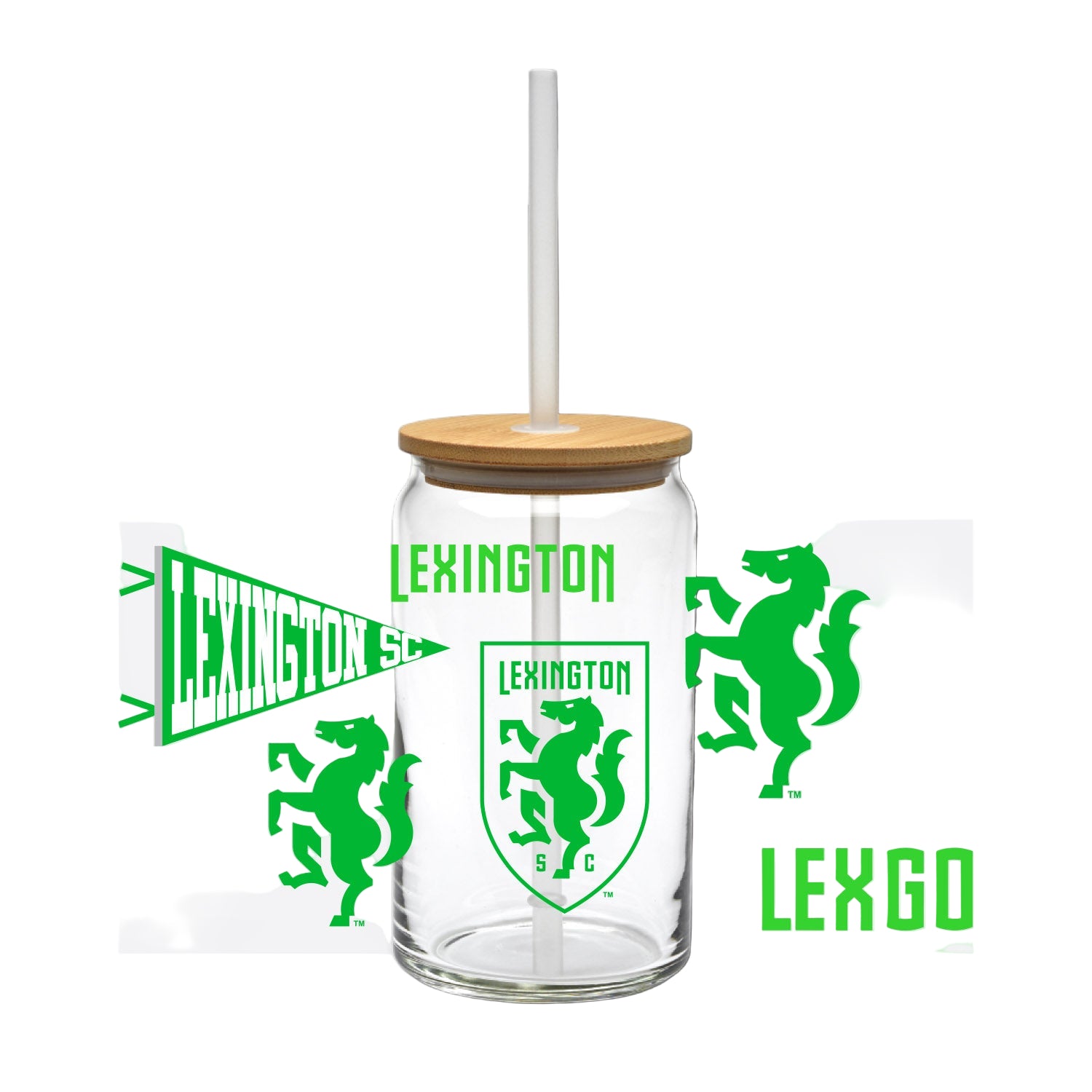 LSC Glass Cup with Bamboo Lid – Lexington Sporting Club
