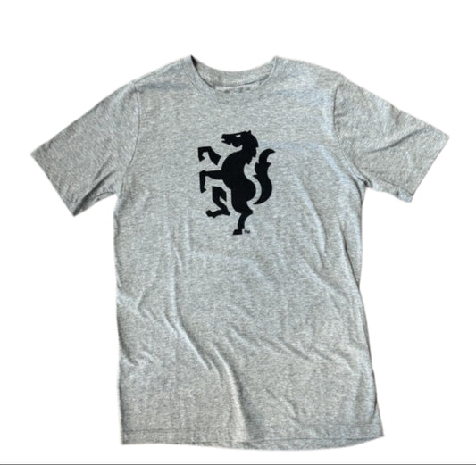 Youth Nike Cotton Crew Tee - Grey/Black Rearing Horse