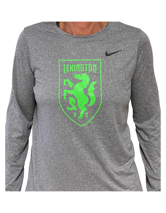 Youth Nike Legend Dri-Fit Long Sleeve - Grey/Green Shield
